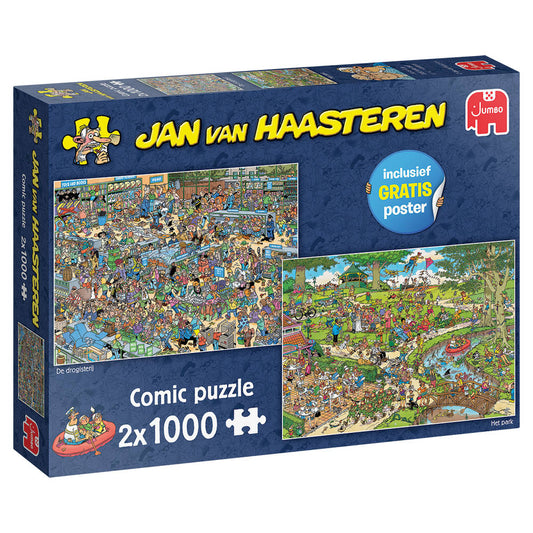 Jan van Haasteren Puzzle 2-in-1 The Park & Drugstore (2x 1000 Pieces)